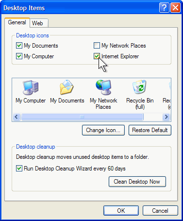 Desktop Items dialog box