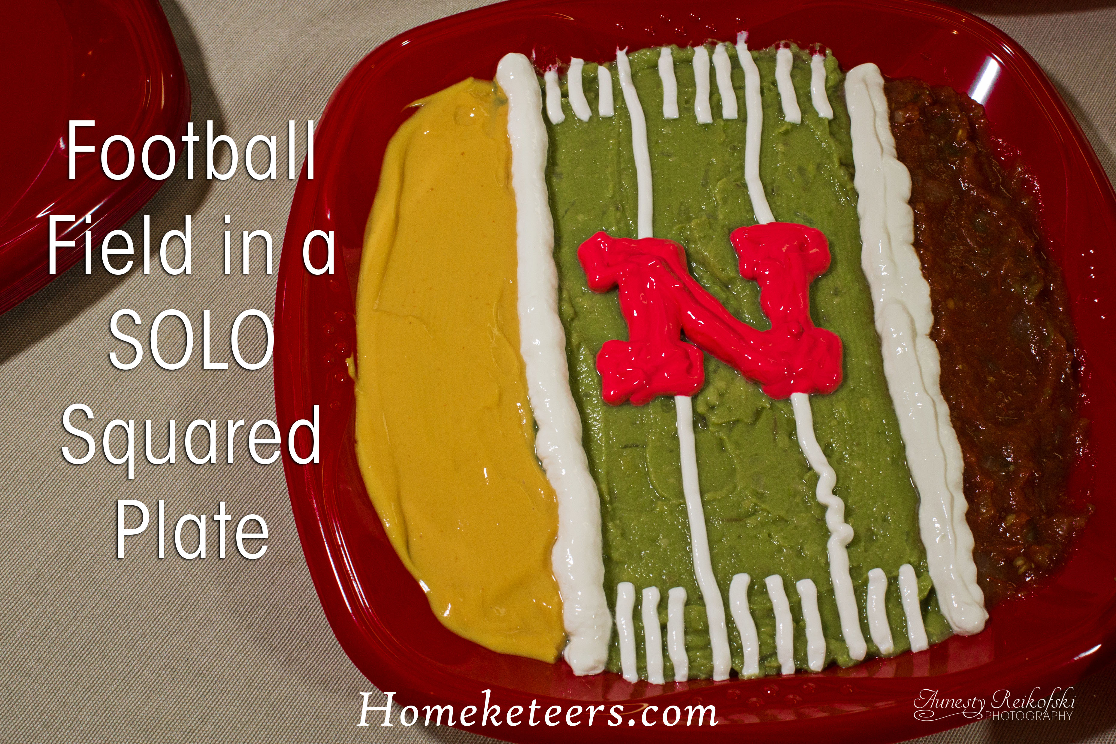 Football Field Dip with Solo Squared Plates - Perfect for Tailgating