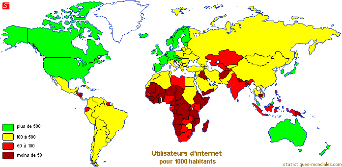 Utilisateurs d'internet pour 1000 habitants
