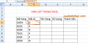 Hàm RIGHT trong excel