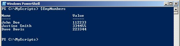 PowerShell Trianing Hash table