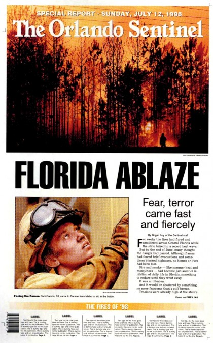Commemorative Front Page: Fires of '98