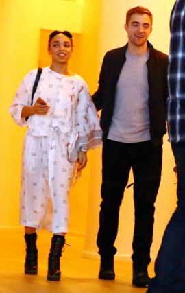 (L-R) Singer FKA Twigs and Robert Pattinson attend a Surface Magazine Event With Hans Ulrich Obrist And FKA Twigs at Edition Hotel on December 4, 2014 in Miami, Florida.