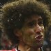 Marouane Fellaini, center, after scoring Manchester United's second goal in a win over Manchester City.