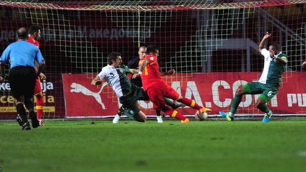 Ivan Trickovski puts Macedonia ahead against Wales