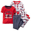 Carter's Boys 4 Piece Red Fire Truck Print and White Fire Truck Allover Printed Tops with Matching Pants Pajama Set - Carters  - Babies"R"Us