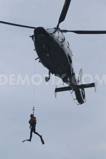 French National Navy helicopter Dauphin makes the show in Lyon