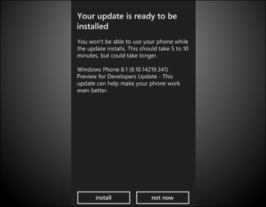 Windows Phone 8.1 Developer Preview version 8.10.14219.341