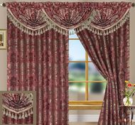 Tiffany Jacquard Curtain Set (Burgundy)