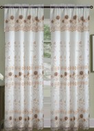Shannon Embroidered Curtain Panel with Attached Valance (Beige)