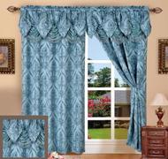 2 Piece Penelope Curtain Set with Attached Valance (Blue)