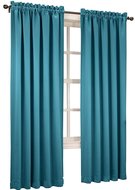 Blue Sara Woven Blackout Rod Pocket Curtain Panel