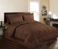 Solid Embossed Comforter & Sheet Set, Complete Bed in a Bag (Chocolate Brown)