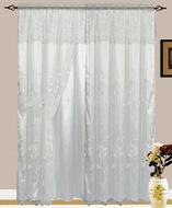 White Addison Embroidered Curtain with Backing