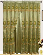 Sage Green Addison Embroidered Curtain with Backing
