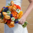 Bridal Bouquet Flowers Blue And Orange Flowers Bouquets With White Dreses