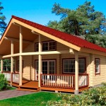 dazzling cottage pre manufactured home with wood stucture and red hip roof