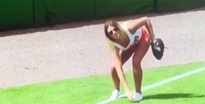 WATCH: Hooters Ball Girl Tries To Toss Foul Ball To Fan, Fails Gloriously