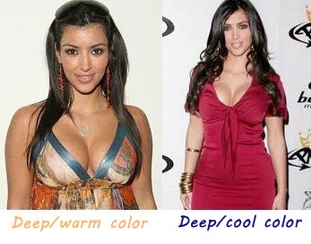 Kim Kardiashian wearing warm and cool colors