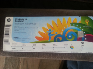 England v Uruguay World Cup Ticket Brazil 2014