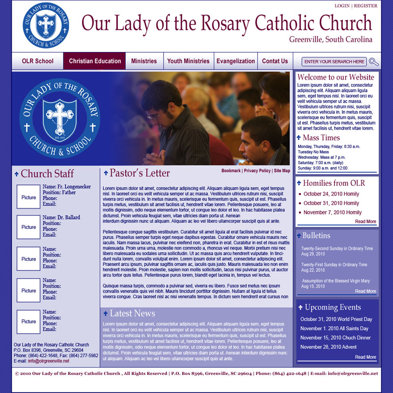 Web Design for OLR Catholic Church by Mojoe.net