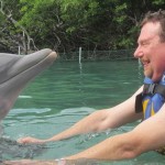 Stan won't dance with me much, but he seemed happy to be cavorting with the dolphin!