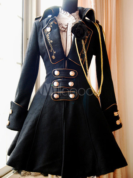 Classic Black Button Wool Lolita Jackets