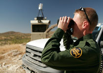 Photo of Border Patrol Agent looking through Binoculars