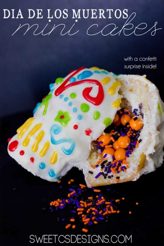 di de los muertos surprise confetti cakes- these are SO cute!