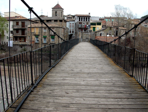PUENTE DE MONTAÑANA (Provincia de Huesca). Comarca de La Ribagorza. Puente sobre el río Noguera Ribagorzana (1885).