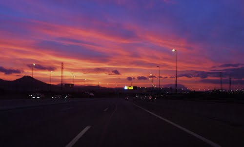 Sunset in Motorway B23 in Barcelona