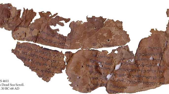 A fragment of the Dead Sea Scrolls that includes parts of the Book of Leviticus.