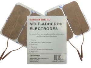 Santamedical 8 4" X 2" Re-Usable Tan Carbon Electrode Pads with Premium Gel - Satisfaction Guaranteed