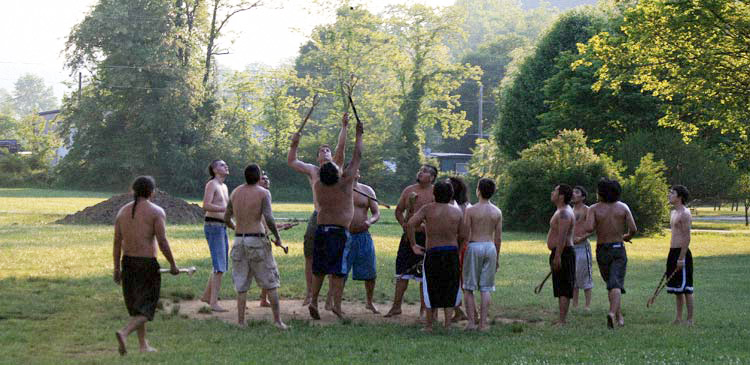A stickball game by members of the Eastern Band of Cherokee - photo by Iolo