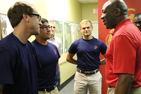 The 18th Sergeant Major of the Marine Corps, Ronald L. Green, visits Marines assigned to Marine Corps Recruiting Station Baton Rouge and poolees in Gulfport, Miss., Oct. 26, 2016. (U.S. Marine Corps Photo by Sgt Rubin J. Tan/Released)