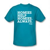 Adventure Time Homies Help Homies Adult Turquoise T-shirt