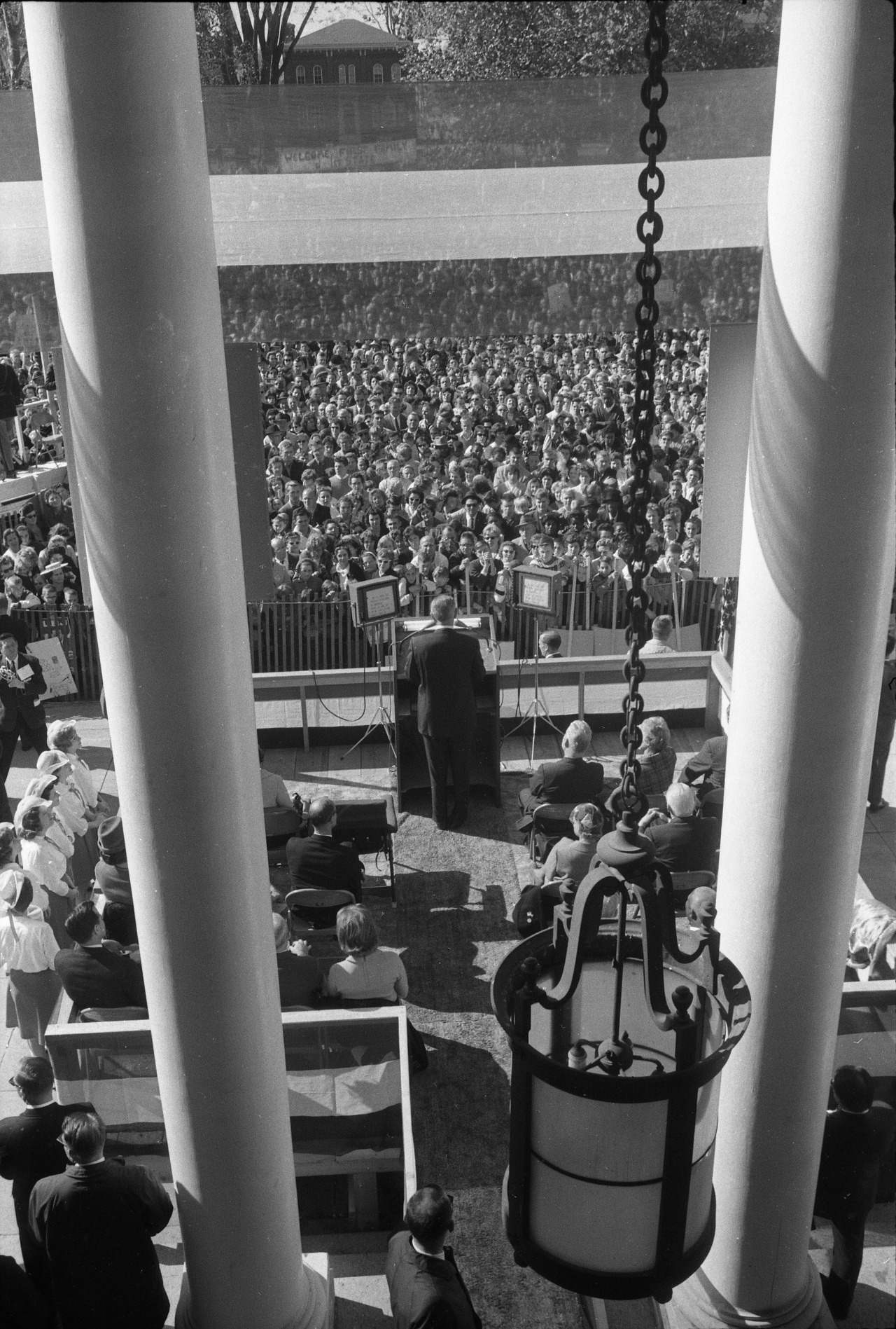 October 31, 1964. Today LBJ’s campaign goes through Dover, Wilmington, and Farmingdale, Long Island. The President ends the day of campaigning with a rally at Madison Square Gardens with Luci, Lynda, Mrs. Johnson, and Mrs. and Mrs. Robert Kennedy....