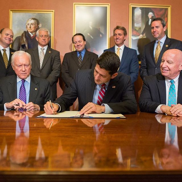 #TBT to yesterday, when Speaker Paul Ryan signed the American Manufacturing Competitiveness Act and sent it to the President's desk.