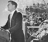 President John Kennedy delivering his inaugural address, January 20, 1961.