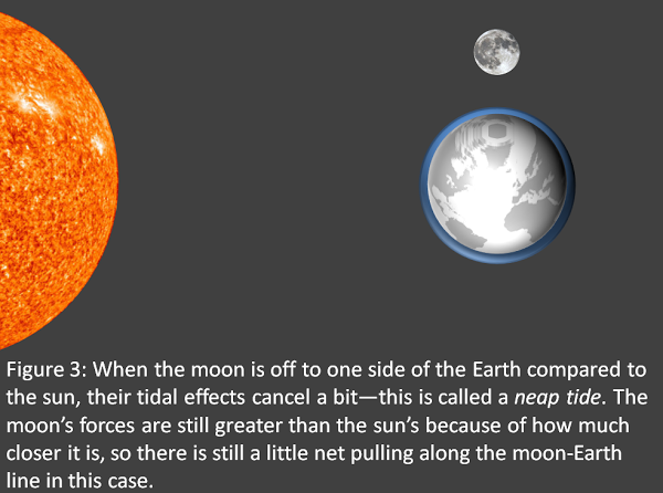 Neap tide--the sun cancels the moon&#39;s effect a bit