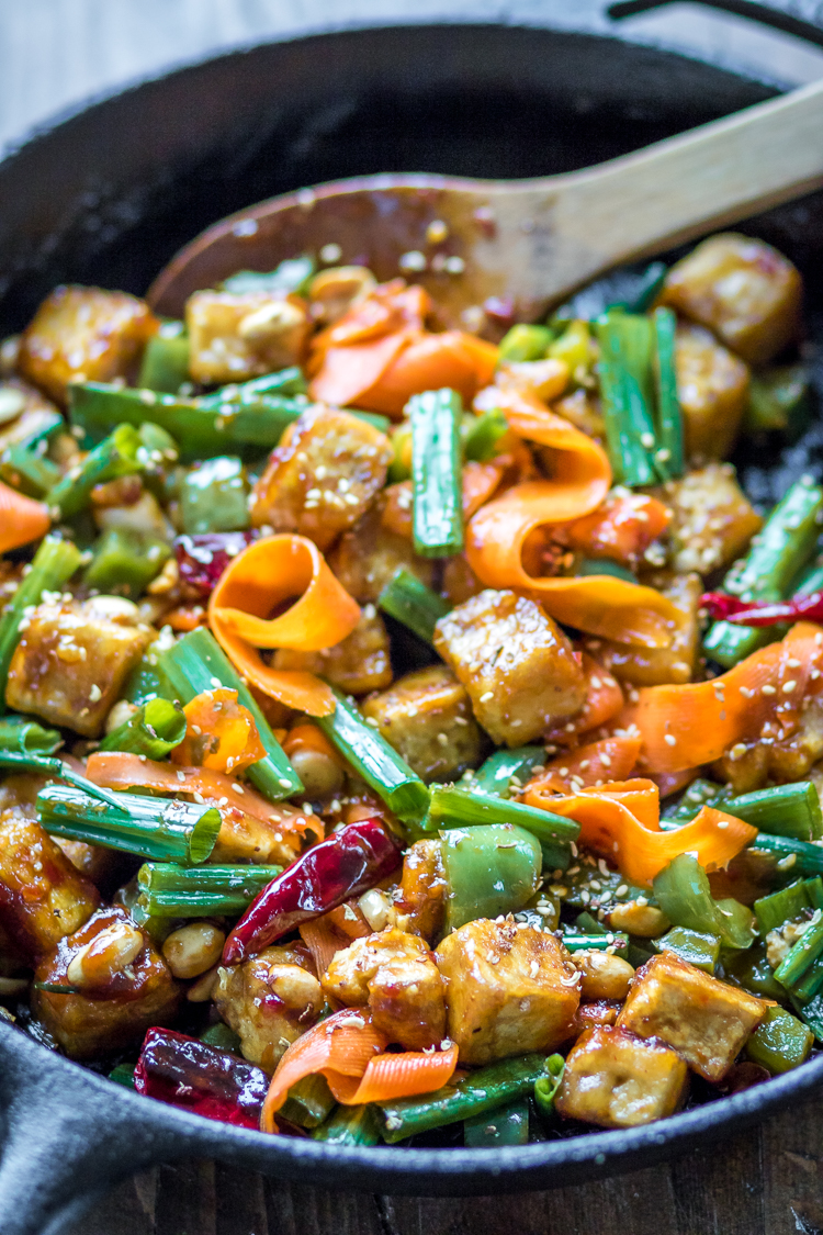 This spicy Hoisin Tofu Stir Fry is loaded with veggies and covered in a sticky sauce.