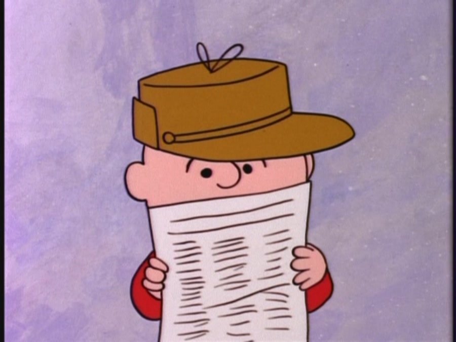 Charlie reading a list in A Charlie Brown Christmas 1965 animatedfilmreviews.blogspot.com