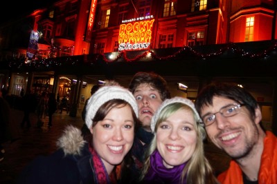 A quick pic in front of Rocky Horror, which we went to see a few days ago