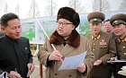 North Korean leader Kim Jong-un speaks at an event declaring the construction of Ryomyong Street, in this photo released by North Korea's Korean Central News Agency (KCNA) in Pyongyang