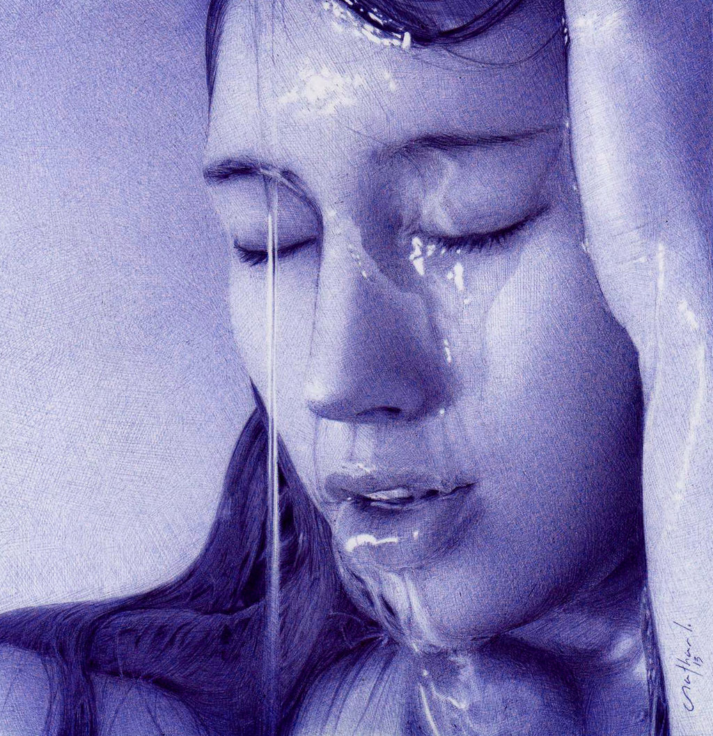girl-with-water-dripping-ballpoint-pen