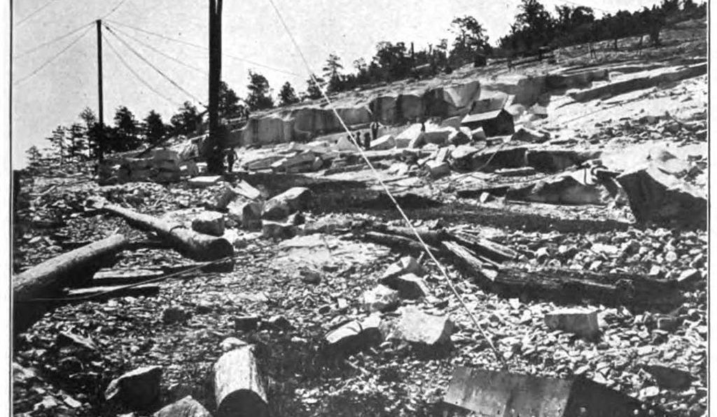 The Stone Mountain quarries were excavated for their granite in the late 1800s. Granite from the mountain was used in cities across the country.