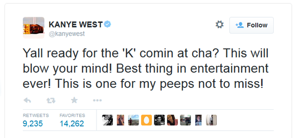 Kanye West Tweet about award show