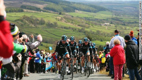 SCARBOROUGH, ENGLAND - MAY 01:  Nathan Earle of Australia and Team SKY leads the peloton during stage one of the Tour de Yorkshire from Bridlington to Scarborough on May 1, 2015 in Scarborough, England.  (Photo by Bryn Lennon/Getty Images)