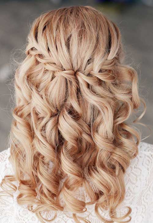 Curly Braided Half Updo Hairstyle