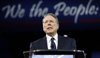National Rifle Association (NRA) Executive Vice President and Chief Executive Officer Wayne LaPierre speaks at the Conservative Political Action Conference (CPAC), Friday, Feb. 24, 2017, in Oxon Hill, Md. (AP Photo/Alex Brandon)